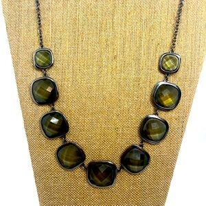 New York and Co Greenish Grey Rhinestone Statement Necklace